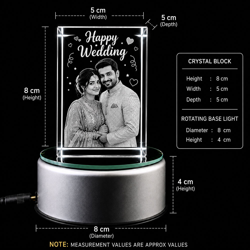 Personalized 3D Crystal Photo Gift with Detachable Rotating LED Base