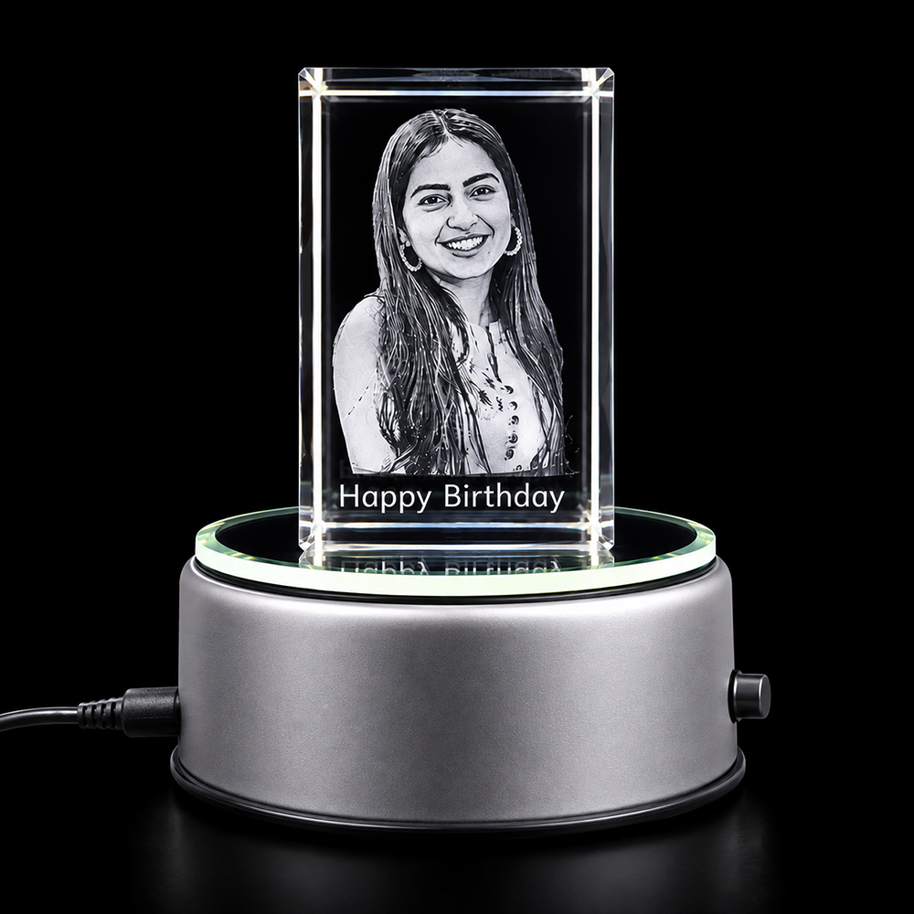 Personalized 3D Crystal Photo Gift with Custom Text